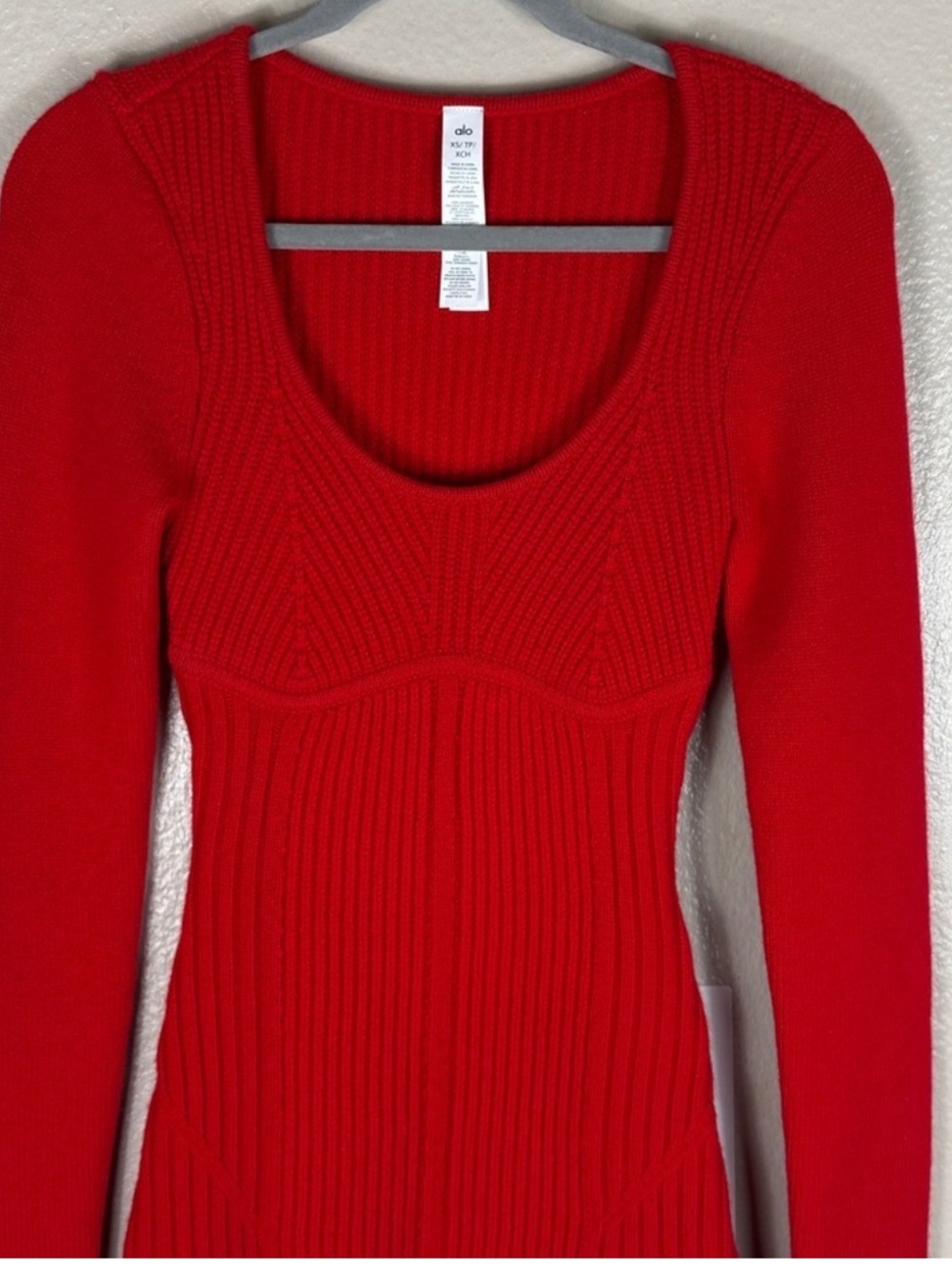 ALO Yoga Ma Cheri Cashmere Garter Red Mini Dress - Picture 5 of 10